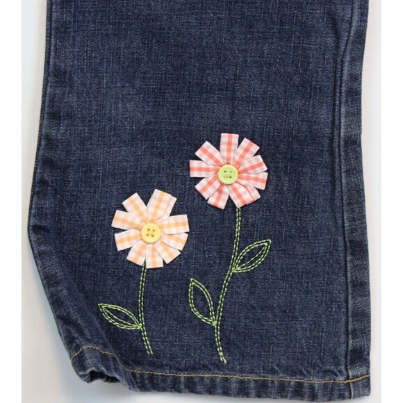 2006 Gymboree Freshly Picked Denim Jeans Ribbon Flowers sz 6 NEW Adjust Waist - Picture 3 of 7